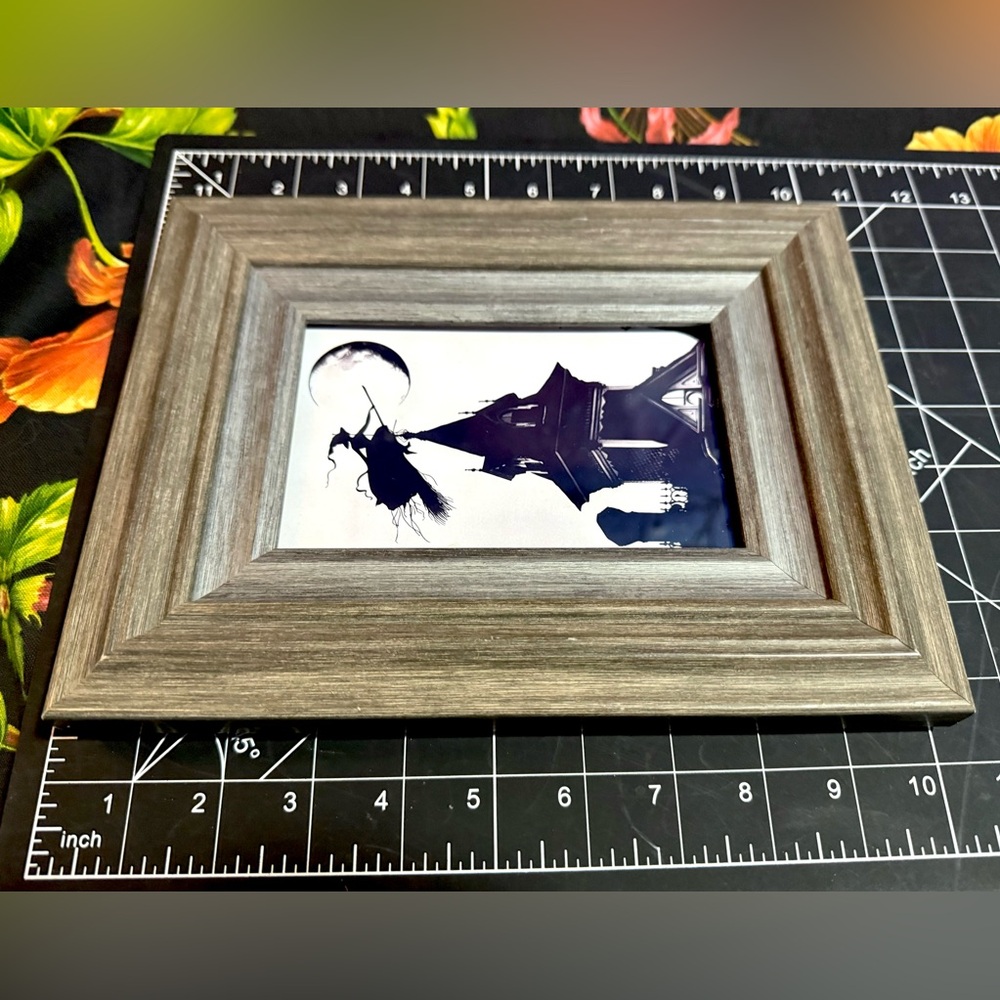 Flying Witch Halloween Wall Art Gothic Moonlit Silhouette Pagan Mythology Magic - Picture 3 of 9